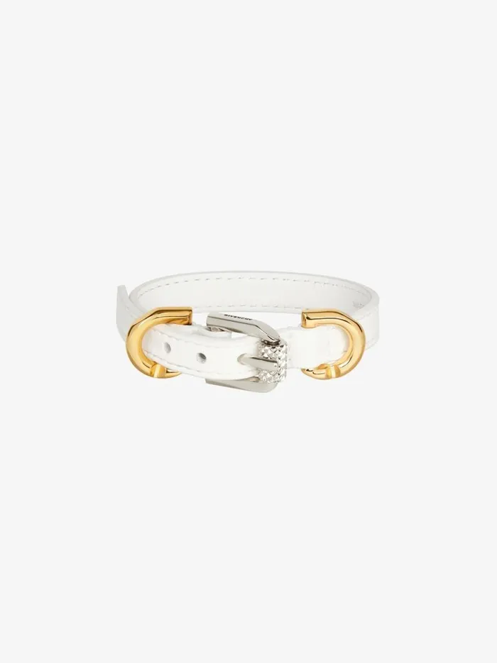 Women Jewelry Givenchy Voyou Bracelet In Leather And Metal Ivory