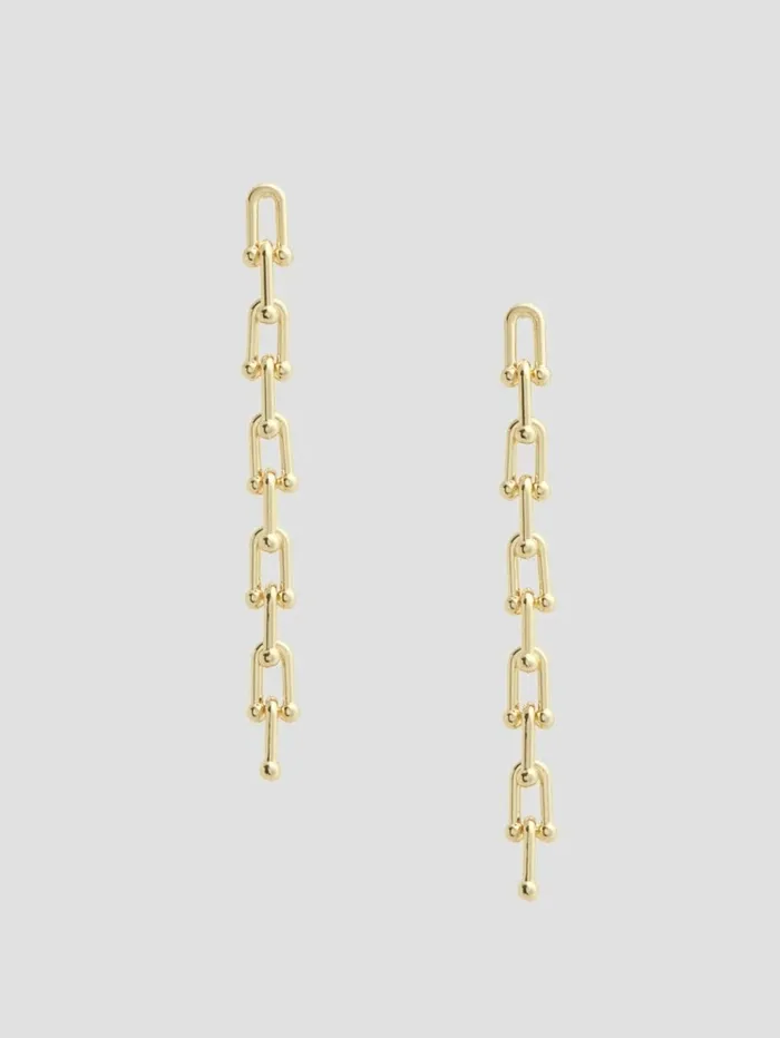 Women Jewelry GUESS 14K GoldPlated Linear Chain Earrings Gold