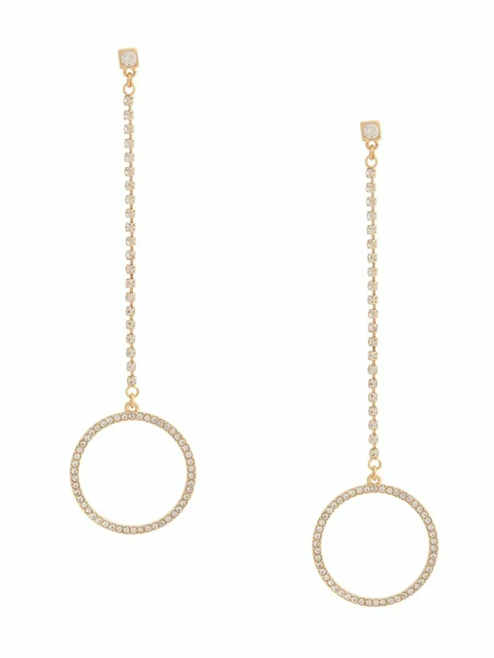 Women Jewelry GUESS Rhinestone Pave Circle Linear Earrings Gold