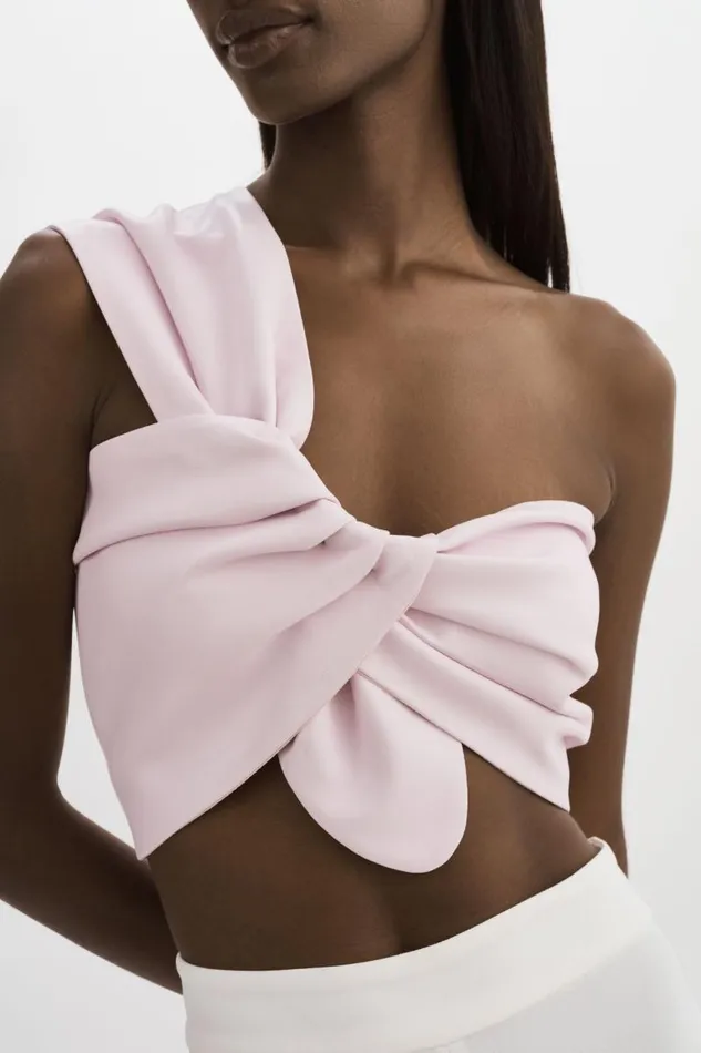 Women JOLIE Faux Leather One Shoulder Top Pink Parasol LAMARQUE Tops Women JOLIE Faux Leather One Shoulder Top Pink Parasol LAMARQUE Tops