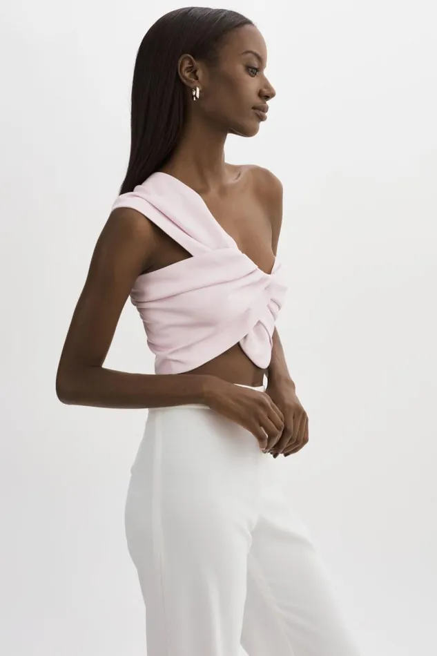 Women JOLIE Faux Leather One Shoulder Top Pink Parasol LAMARQUE Tops Women JOLIE Faux Leather One Shoulder Top Pink Parasol LAMARQUE Tops