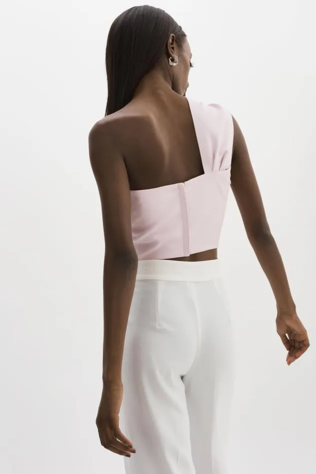 Women JOLIE Faux Leather One Shoulder Top Pink Parasol LAMARQUE Tops Women JOLIE Faux Leather One Shoulder Top Pink Parasol LAMARQUE Tops