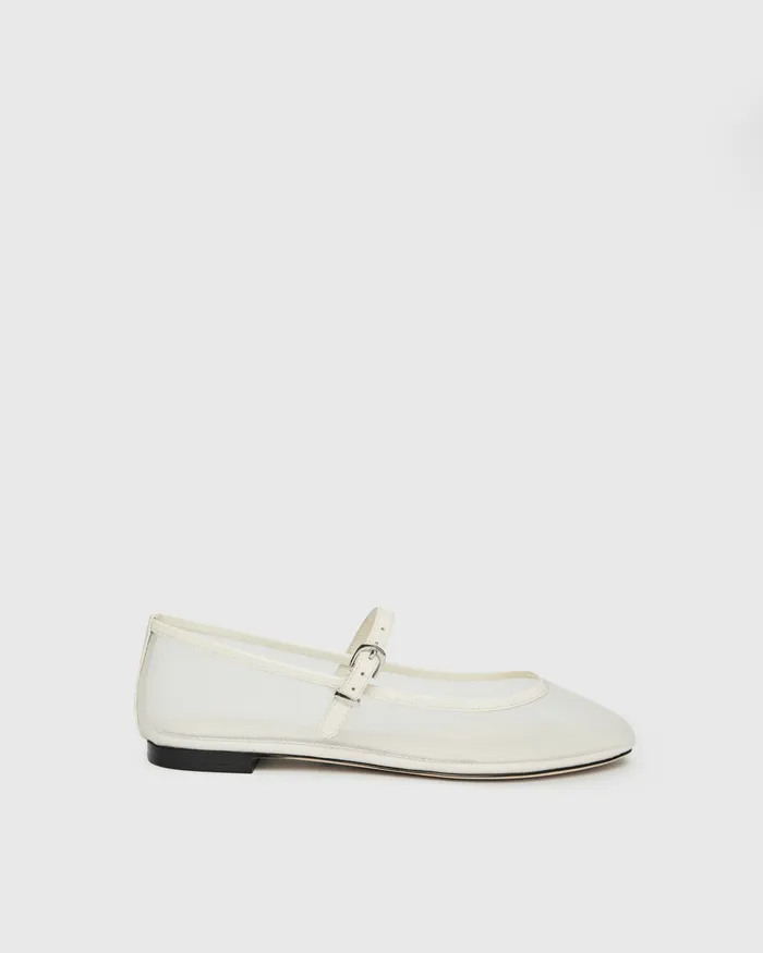 Women Josie Flat 8211 Bone MeshPatent Leather Flats PAIGE