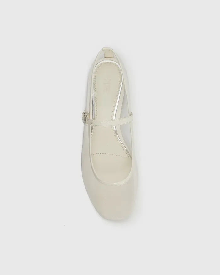 Women Josie Flat 8211 Bone MeshPatent Leather Flats PAIGE Women Josie Flat 8211 Bone MeshPatent Leather Flats PAIGE