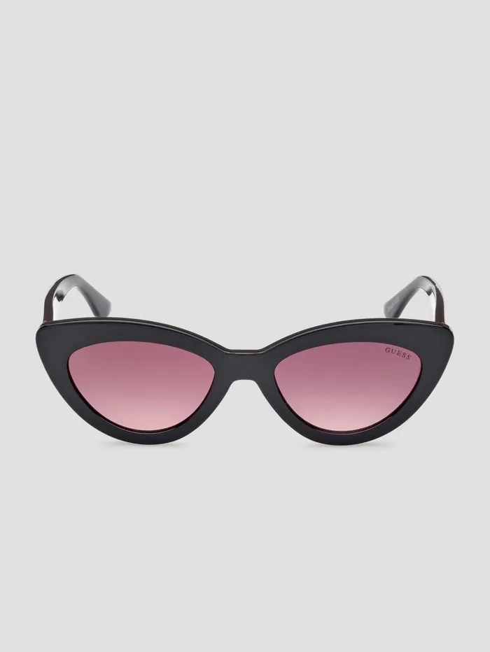 Women Kenzie Plastic CatEye Sunglasses Black Sunglasses GUESS