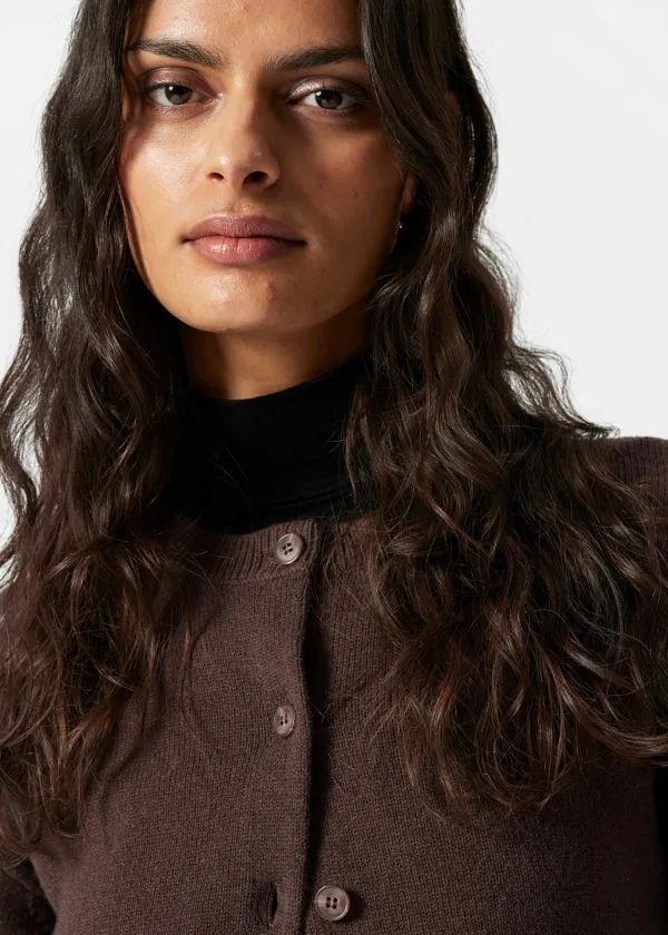 Women Knitwear and Other Stories Boxy Merino Wool Cardigan Dark Brown