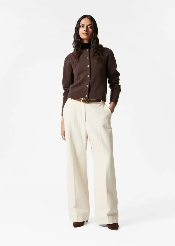 Women Knitwear and Other Stories Boxy Merino Wool Cardigan Dark Brown