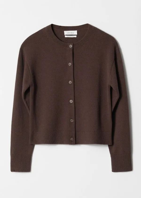 Women Knitwear and Other Stories Boxy Merino Wool Cardigan Dark Brown