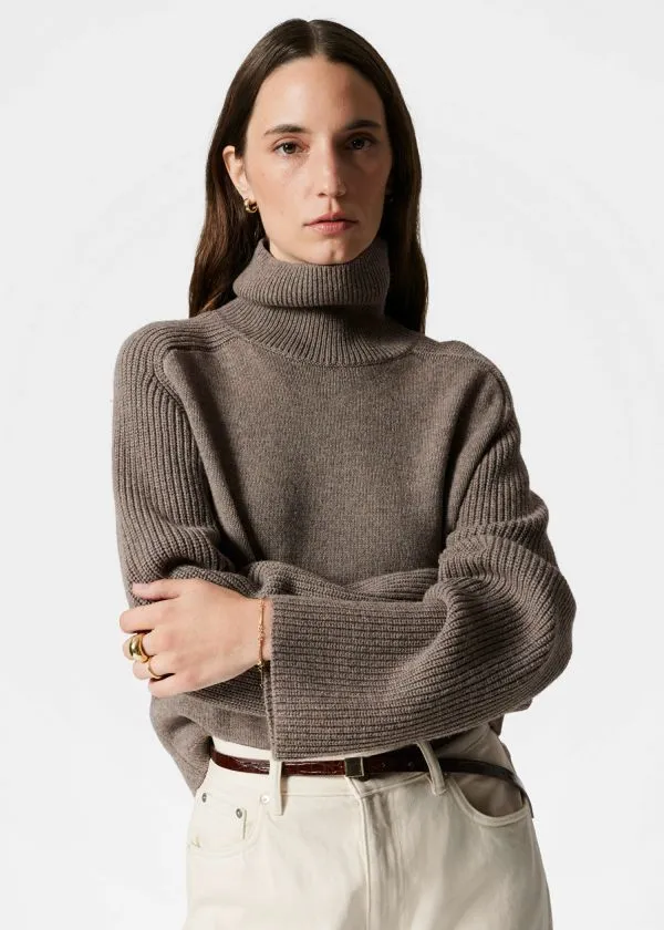 Women Knitwear and Other Stories Boxy Turtleneck Jumper Brown