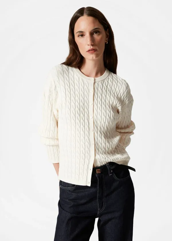 Women Knitwear and Other Stories CableKnit Cardigan White