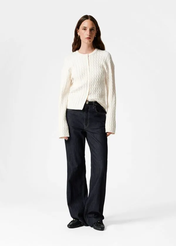 Women Knitwear and Other Stories CableKnit Cardigan White