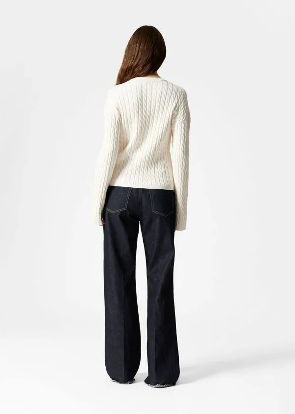 Women Knitwear and Other Stories CableKnit Cardigan White