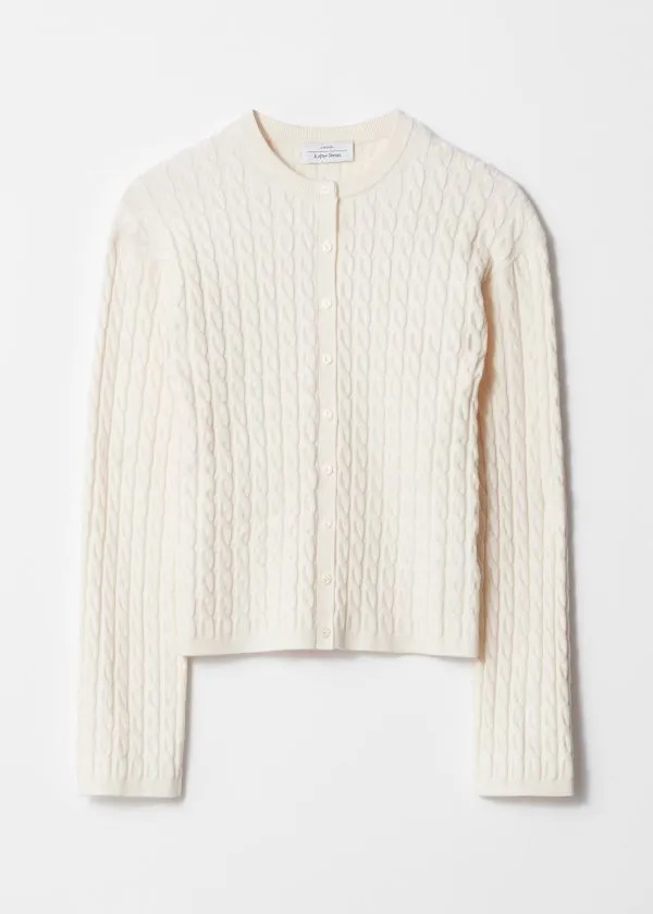 Women Knitwear and Other Stories CableKnit Cardigan White