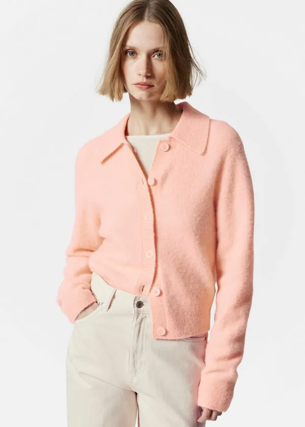 Women Knitwear and Other Stories Collared Knit Cardigan Peach