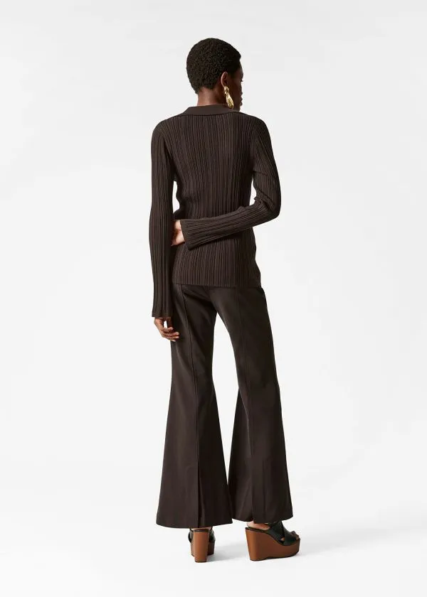 Women Knitwear and Other Stories Collared RibKnit Cardigan Dark Brown