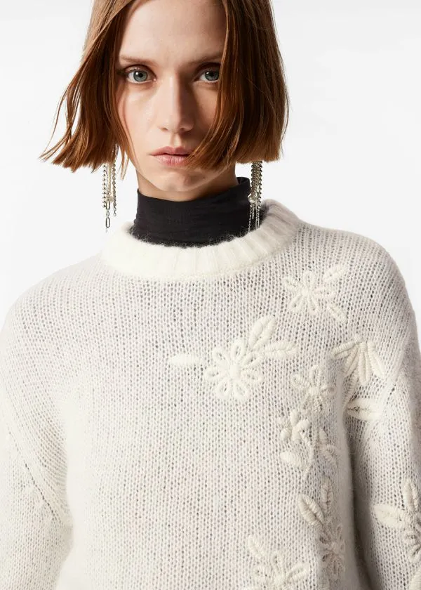 Women Knitwear and Other Stories Embroidered MohairBlend Sweater White