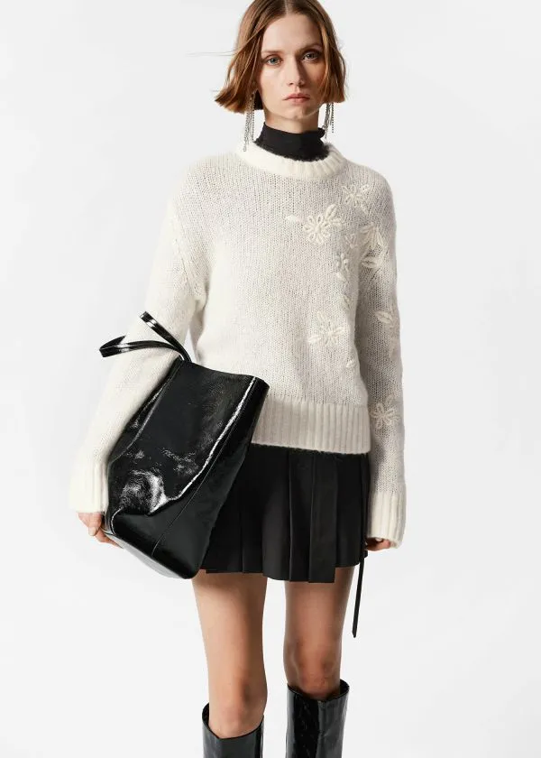 Women Knitwear and Other Stories Embroidered MohairBlend Sweater White