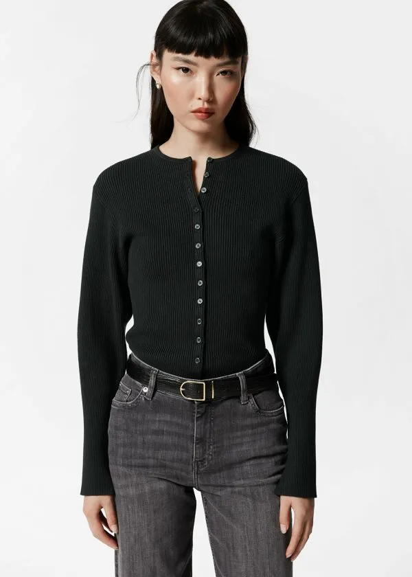 Women Knitwear and Other Stories Fitted RibKnit Cardigan Black