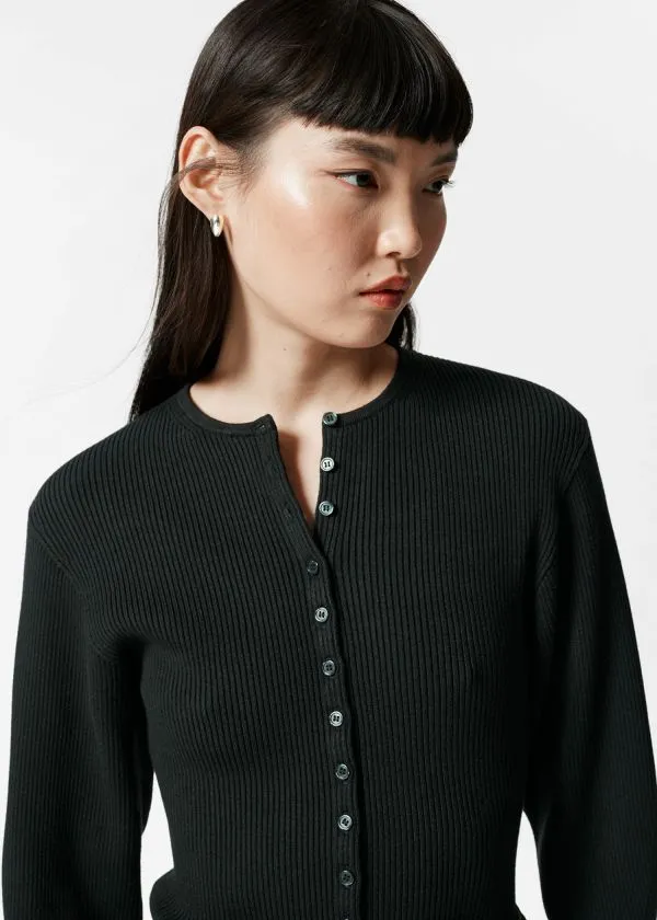 Women Knitwear and Other Stories Fitted RibKnit Cardigan Black