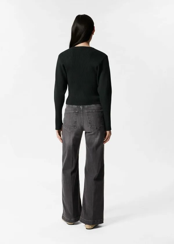 Women Knitwear and Other Stories Fitted RibKnit Cardigan Black