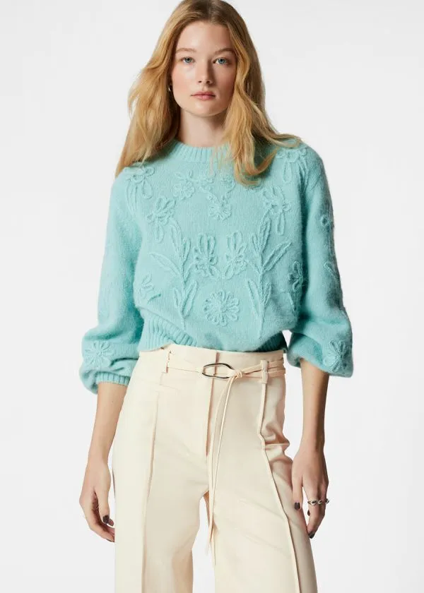 Women Knitwear and Other Stories FloralAppliqu Knit Jumper Pale Green