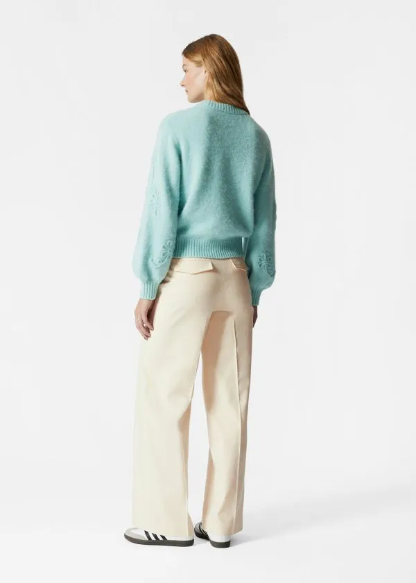 Women Knitwear and Other Stories FloralAppliqu Knit Jumper Pale Green