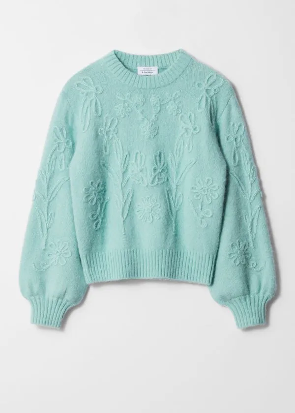 Women Knitwear and Other Stories FloralAppliqu Knit Jumper Pale Green