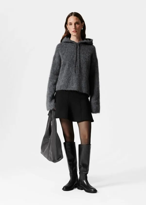 Women Knitwear and Other Stories Knitted MohairBlend Hoodie Charcoal
