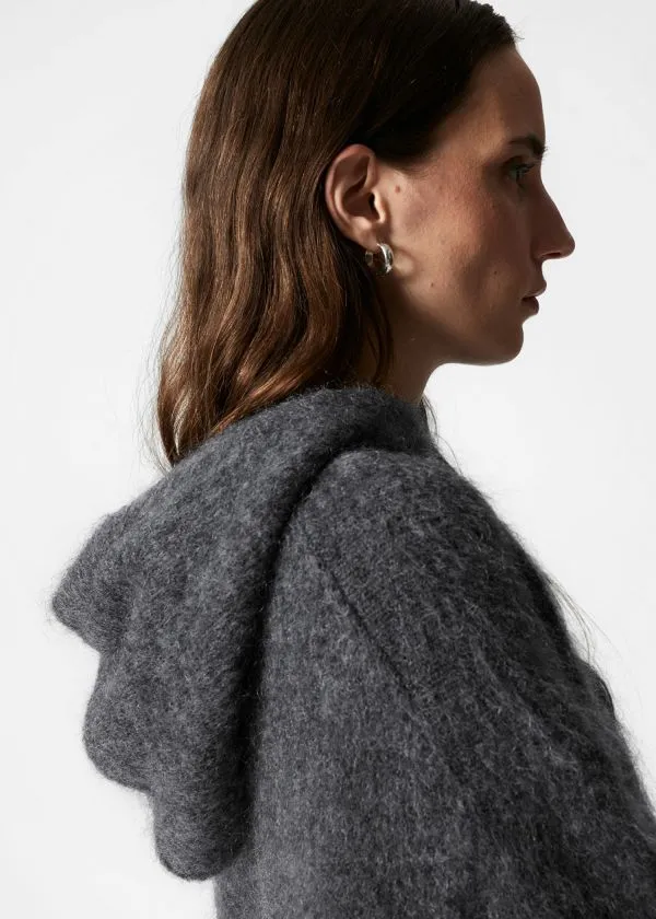 Women Knitwear and Other Stories Knitted MohairBlend Hoodie Charcoal