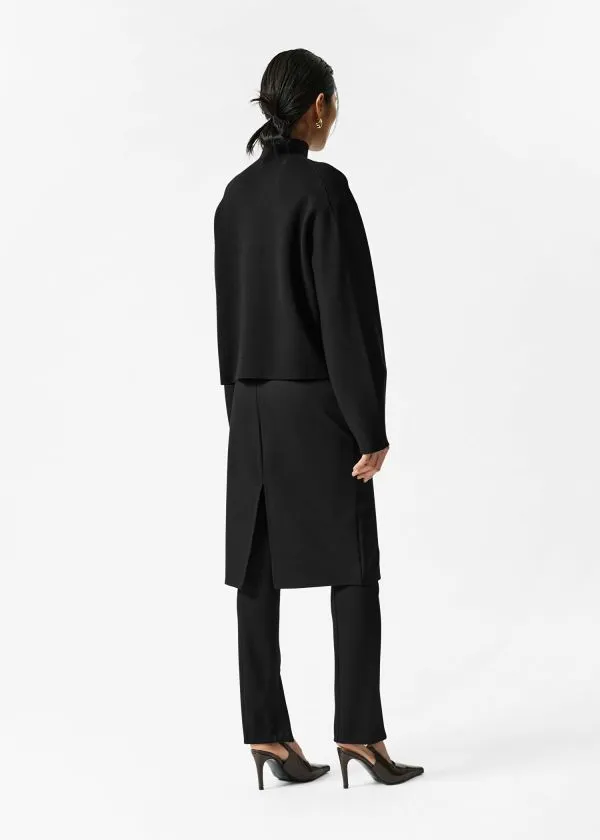 Women Knitwear and Other Stories MockNeck DoubleKnit Jumper Black