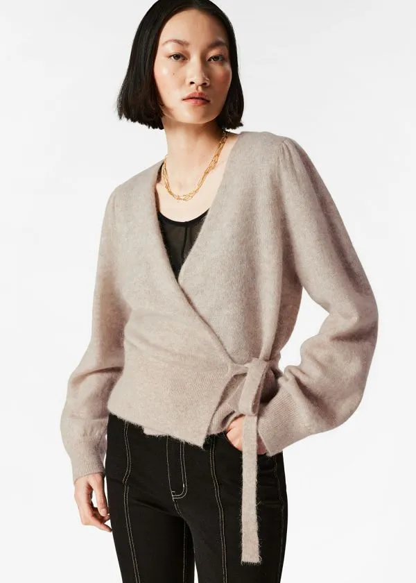 Women Knitwear and Other Stories MohairBlend Knitted Wrap Cardigan Beige
