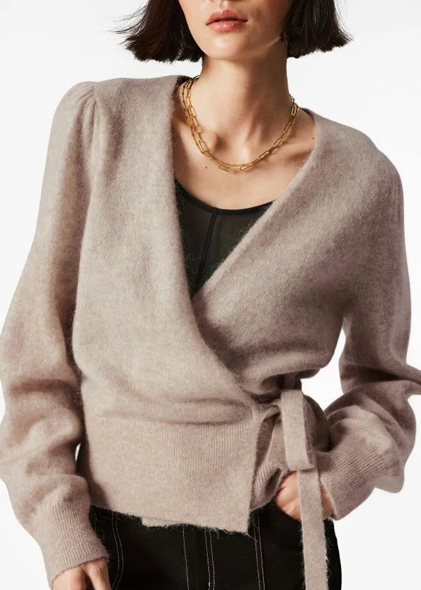 Women Knitwear and Other Stories MohairBlend Knitted Wrap Cardigan Beige