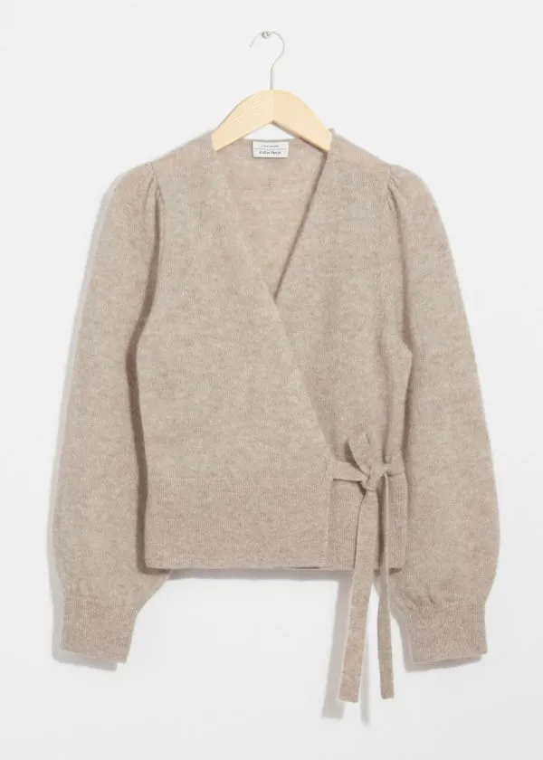 Women Knitwear and Other Stories MohairBlend Knitted Wrap Cardigan Beige