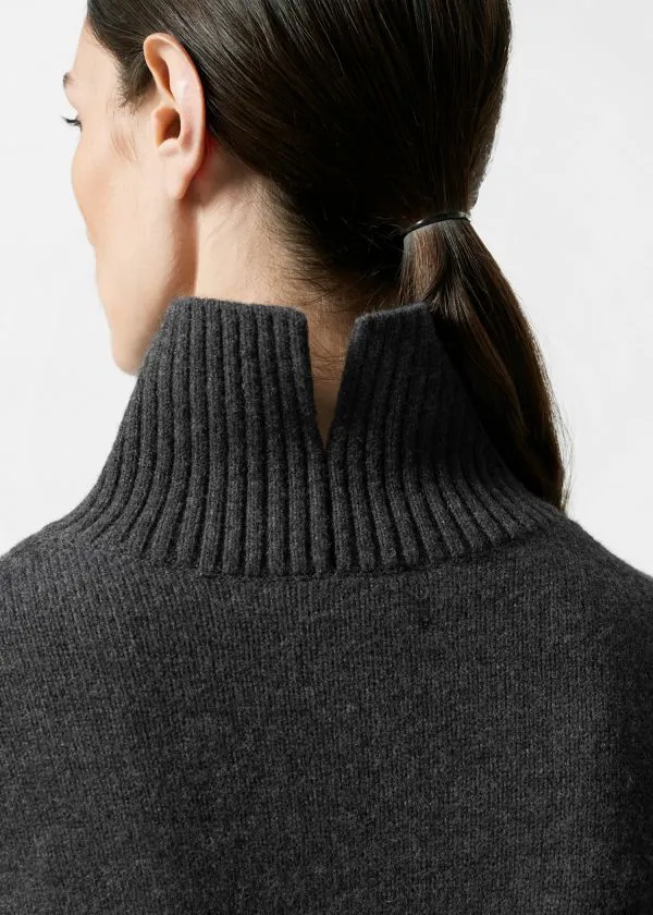 Women Knitwear and Other Stories Oversized Turtleneck Wool Jumper Black