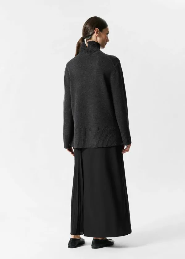 Women Knitwear and Other Stories Oversized Turtleneck Wool Jumper Black
