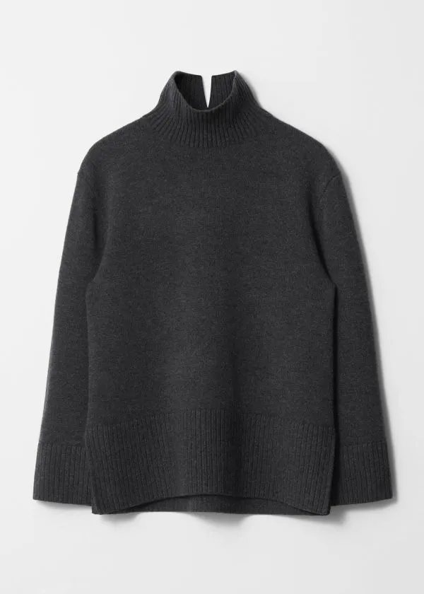 Women Knitwear and Other Stories Oversized Turtleneck Wool Jumper Black