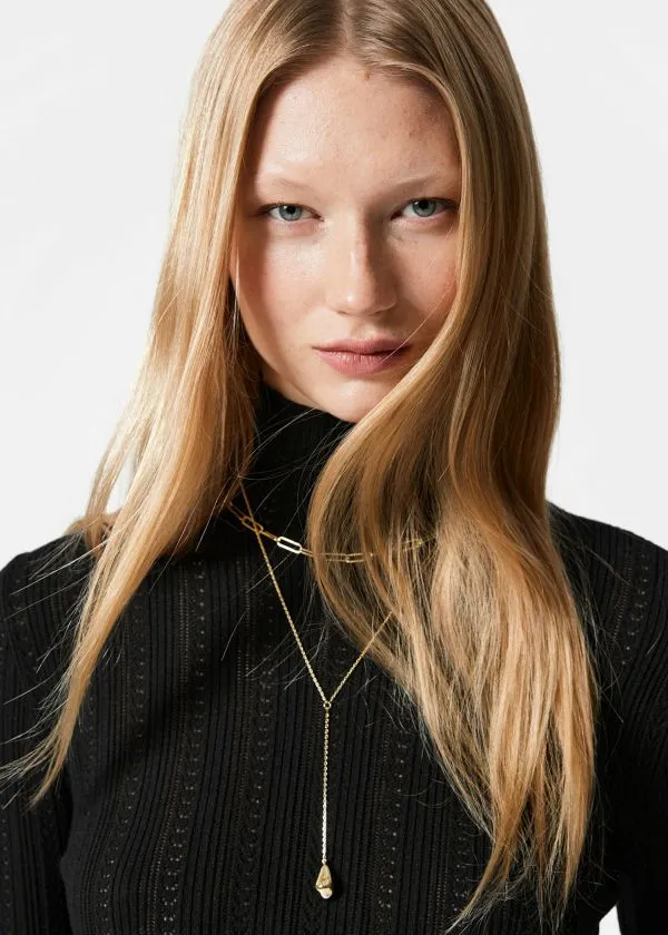 Women Knitwear and Other Stories PointelleKnit Turtleneck Top Black