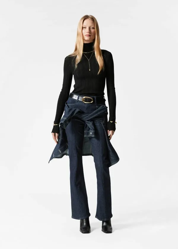 Women Knitwear and Other Stories PointelleKnit Turtleneck Top Black