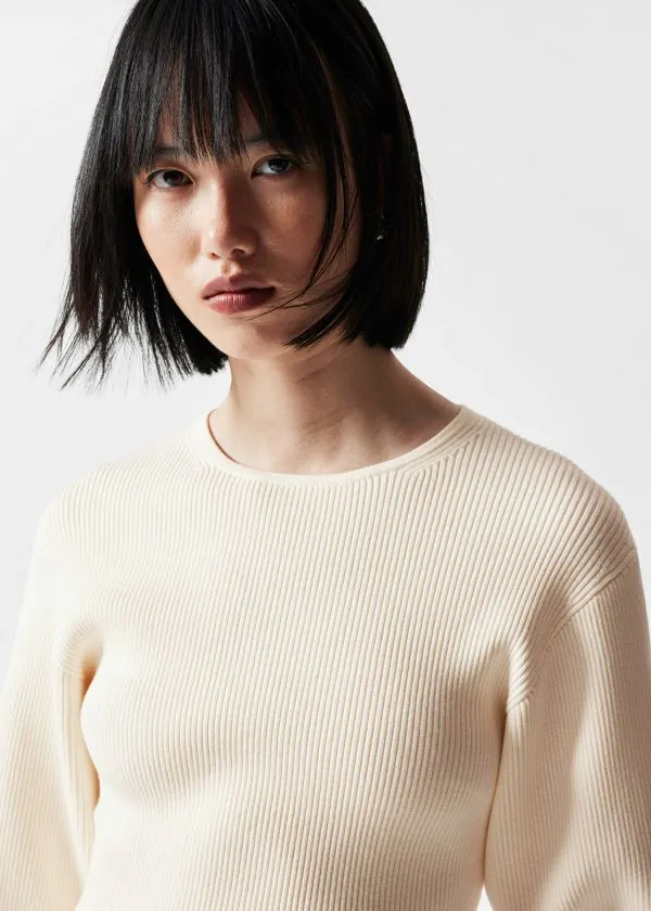 Women Knitwear and Other Stories RibKnit Top White