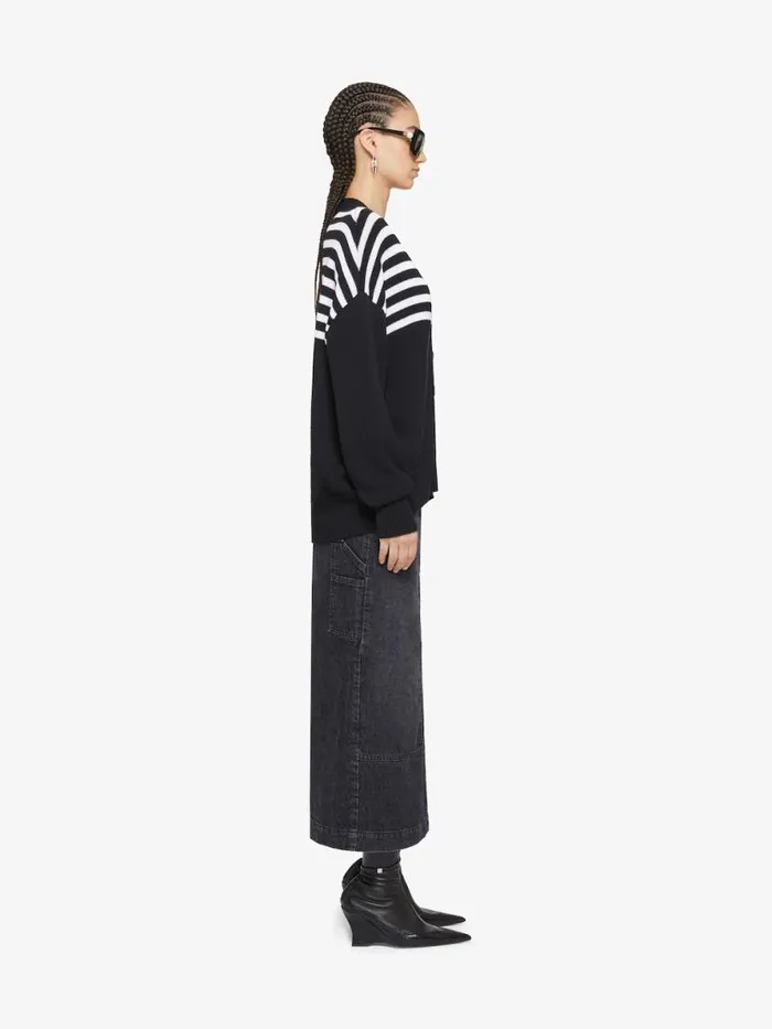Women Knitwear Givenchy 4G Striped Cardigan In Cotton Black