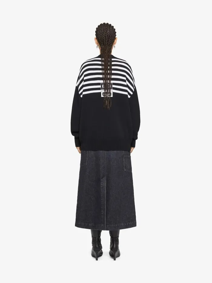 Women Knitwear Givenchy 4G Striped Cardigan In Cotton Black