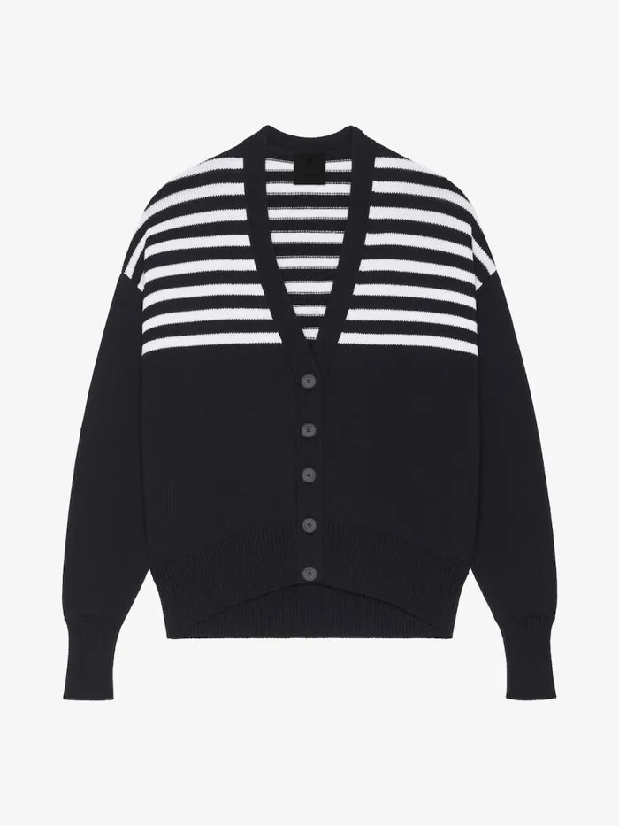 Women Knitwear Givenchy 4G Striped Cardigan In Cotton Black