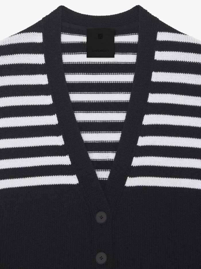 Women Knitwear Givenchy 4G Striped Cardigan In Cotton Black