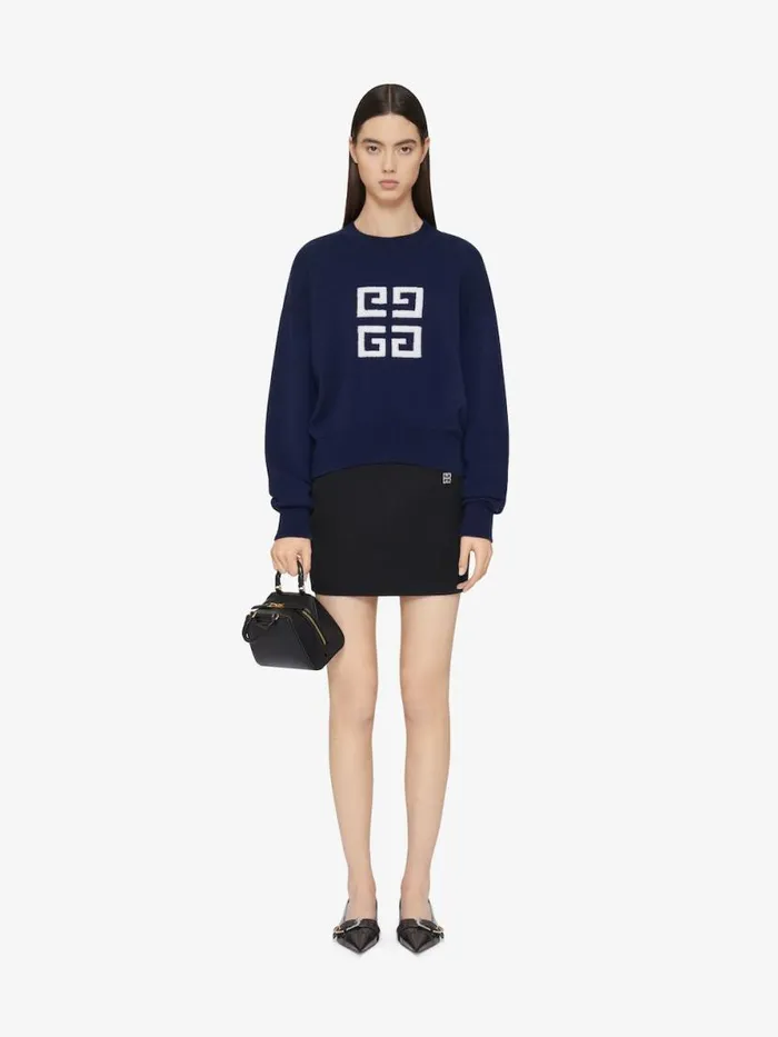 Women Knitwear Givenchy 4G Sweater In Cashmere Navywhite