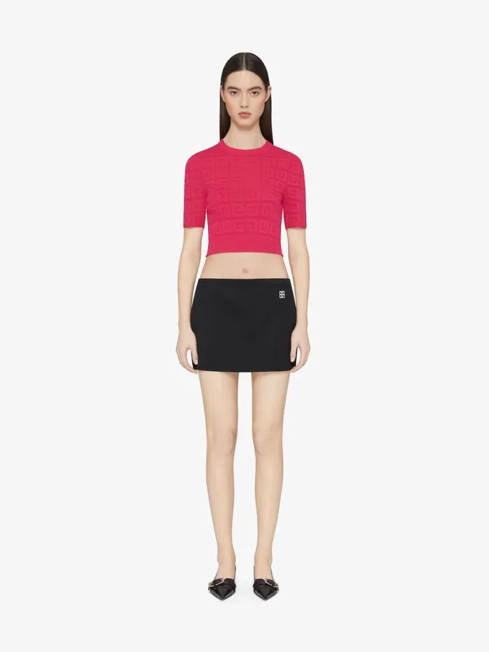 Women Knitwear Givenchy Cropped Sweater In 4G Jacquard Raspberry