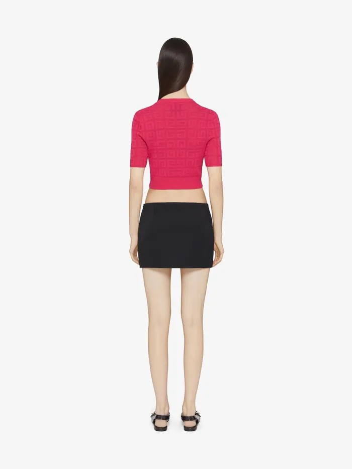 Women Knitwear Givenchy Cropped Sweater In 4G Jacquard Raspberry