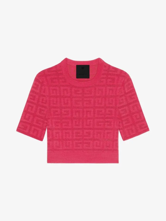 Women Knitwear Givenchy Cropped Sweater In 4G Jacquard Raspberry
