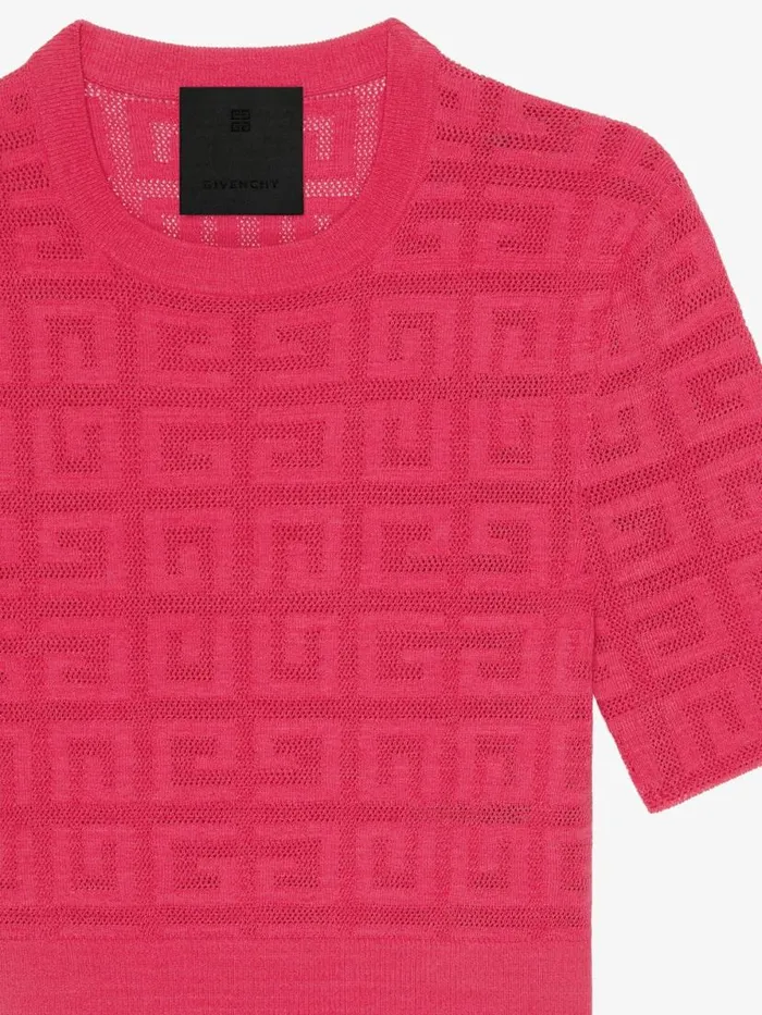 Women Knitwear Givenchy Cropped Sweater In 4G Jacquard Raspberry
