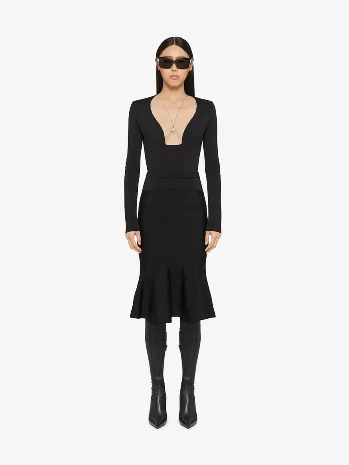 Women Knitwear Givenchy Lowcut Sweater In Punto Milano Black