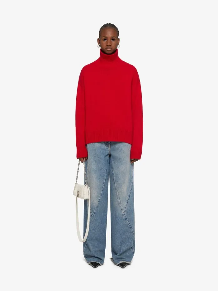 Women Knitwear Givenchy Turtleneck Sweater In Cashmere Vermillon
